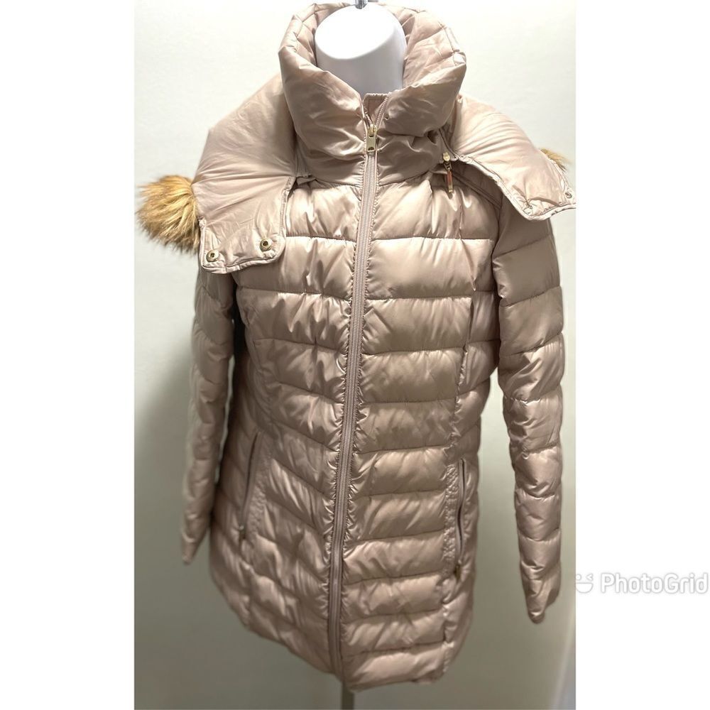 Marc Andrew New York Puffer Faux Fur Removable Hooded Women’s Jacket Beige Small
